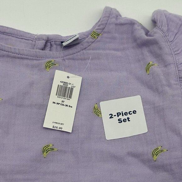 Old Navy Baby's Size 3T Purple Banana Short-Sleeve Ruffled Top & Shorts Set NWT - Picture 3 of 6